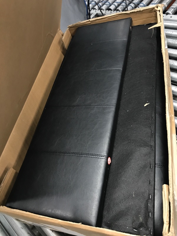 Photo 2 of  Upholstered Foam Padded Rectangular Footstool, Easy Assemble Furniture ,Black 17"D x 33"W x 18.5"H

