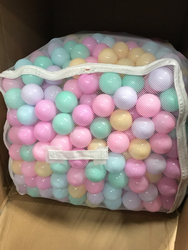 Photo 2 of Amazon Basics BPA Free Crush-Proof Plastic Ball Pit Balls with Storage Bag, Toddlers Kids 12+ Months, 6 Pastel Colors - Pack of 1000 6 Pastel Colors 1,000 Balls