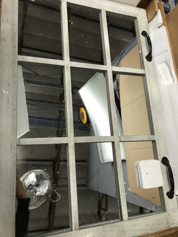 Photo 1 of 24x36 Distressed White Windowpane Wall Accent Mirror