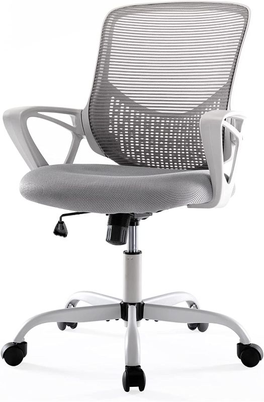 Photo 1 of ***PARTS ONLY**BROKEN**
Office Chair Ergonomic Computer Desk Chair Mesh Mid-Back Height Adjustable Swivel Chair with Armrest for Home Study Meeting, Grey
