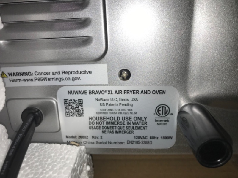 Photo 1 of NUWAVE Bravo Air Fryer Toaster Smart Oven, 12-in-1 Countertop Convection, 30-QT XL Capacity, 50°-500°F Temperature Controls, Top and Bottom Heater Adjustments 0%-100%, Brushed Stainless Steel Look