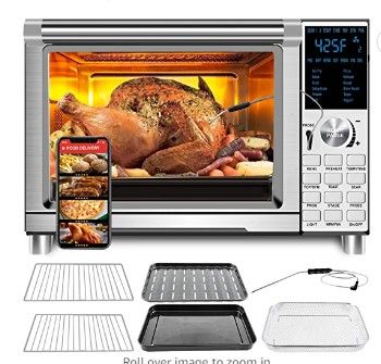 Photo 1 of NUWAVE Bravo Air Fryer Toaster Smart Oven, 12-in-1 Countertop Convection, 30-QT XL Capacity, 50°-500°F Temperature Controls, Top and Bottom Heater Adjustments 0%-100%, Brushed Stainless Steel Look
