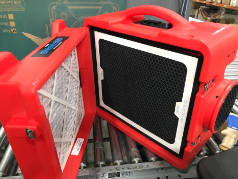 Photo 5 of (SEE NOTES) CADPXS 550CFM Air Scrubber HEPA Air Filtration System, Commercial Air Scrubber for Damage Restoration, Stackable Negative Air Machine with Daisy-Chain GFCI Duplex, Red 550 air scrubbers Red