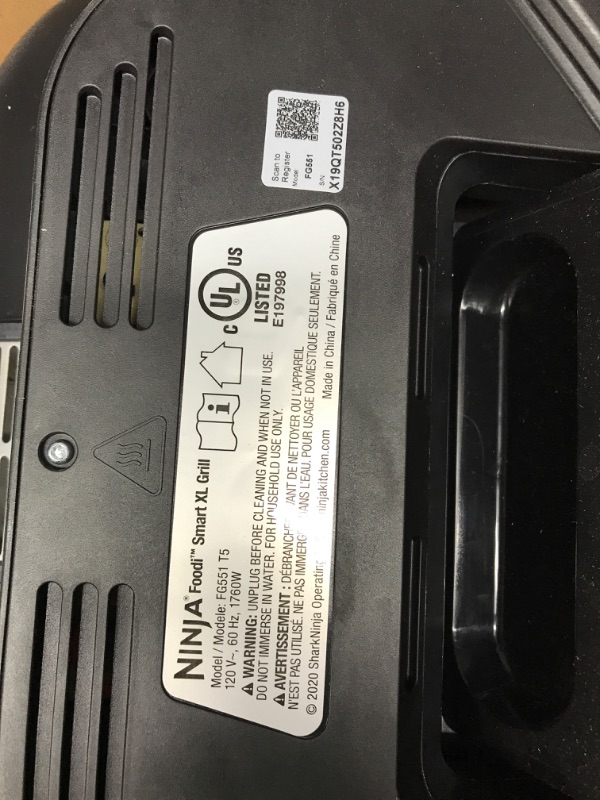 Photo 1 of *Missing Thermometer* Ninja FG551 Foodi Smart XL 6-in-1 Indoor Grill with 4-Quart Air Fryer Roast Bake Dehydrate Broil and Leave-in Thermometer, with Extra Large Capacity, and a stainless steel Finish (Renewed)
