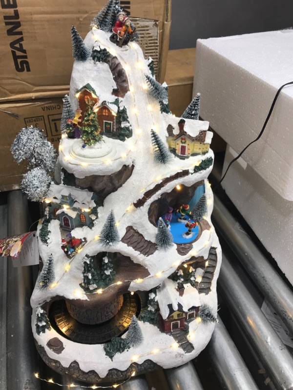 Photo 2 of ***TESTED WORKING SEE FULL LISTING FOR DETAILS*** Alpine Corporation 18" H Indoor Animated Winter Wonderland Set with LED Lights and Music