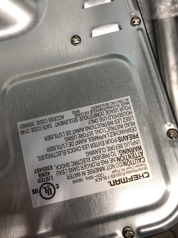 Photo 2 of *Tested-Not Functional/Parts Only* Chefman Toast-Air Touch Air Fryer + Oven, 21-Quart, 9 Cooking Functions, Air Fry, Bake, Air Broil, Toast, Dehydrate, Auto Shut-Off, Toast Shade Selector, Stainless Steel, Black 20 QT Air Fryer