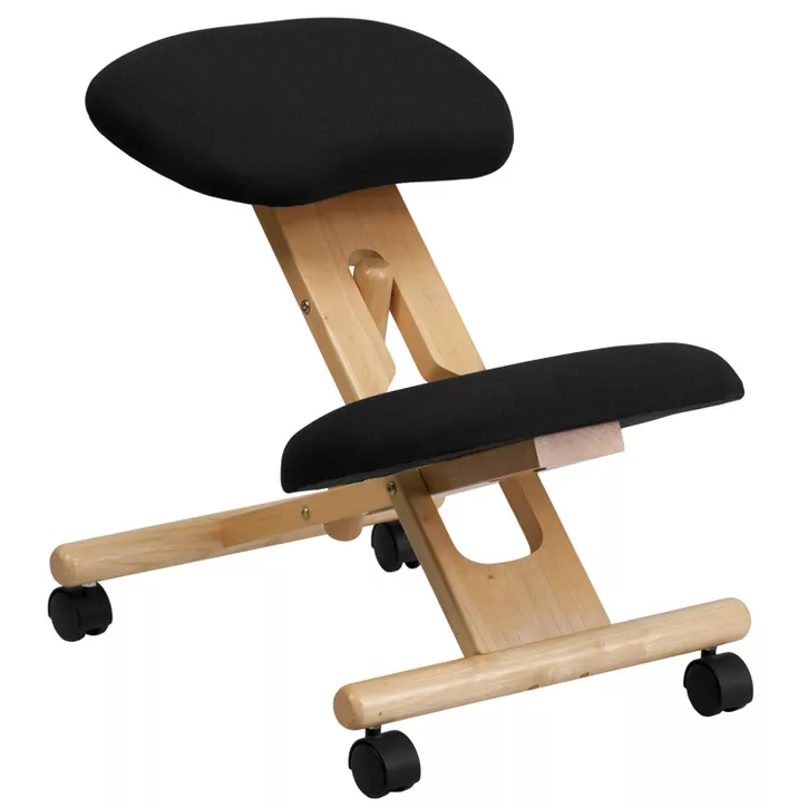 Photo 1 of Mobile Wooden Ergonomic Kneeling Chair in Black Fabric - Belnick ***SEVERAL MISSING PIECES PLEASE READ FULL LISTING***