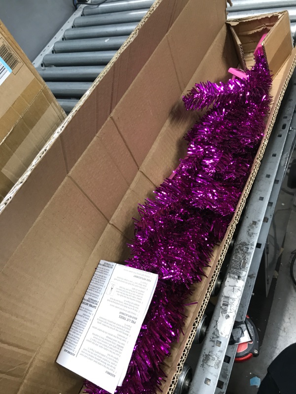 Photo 2 of 3ft National Christmas Tree Company Pink Tinsel Artificial Christmas Tree