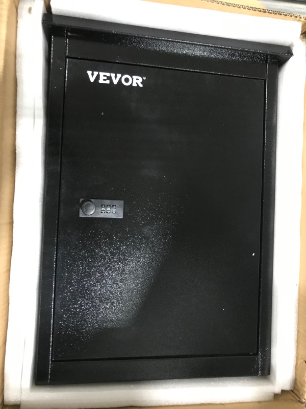 Photo 2 of VEVOR Through The Wall Drop Box, 12.5''x6.3''x16.9'' Mail Drop Box w/Adjustable Chute, Deposit Drop Box w/Code Lock, Rainproof Wall Mount Mailbox for Letters, Rents, Check & Keys, Home & Office, Black