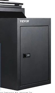 Photo 1 of VEVOR Through The Wall Drop Box, 12.5''x6.3''x16.9'' Mail Drop Box w/Adjustable Chute, Deposit Drop Box w/Code Lock, Rainproof Wall Mount Mailbox for Letters, Rents, Check & Keys, Home & Office, Black