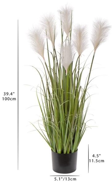 Photo 1 of 38"/96cm Large White Pampas Grass Artificial Plants in Pots Tall House Plant Faux Floor Plant Artificial Tall Grass Big Fake Plants Tall for Home Office Fake Potted Plants for Indoor Outdoor Decor
