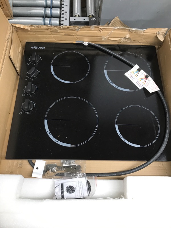 Photo 2 of 2 Burner Electric Cooktop, Cooksir 3000W Electric Stove Top, Cooktop 220-240V, 9 Power Level, Knob Control, Auto Shut Down Protection, Hard Wired, No Plug 2-Zones-Knob