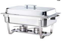 Photo 1 of ALPHA LIVING 70012-Gray 2 Pack 8QT Chafing Dish High Grade Stainless Steel Chafer Complete Set, 8 Qt, Alpine Gray Handle