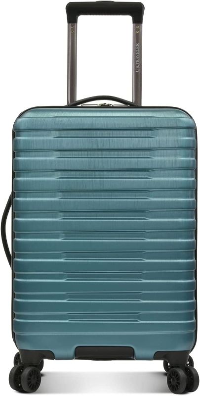 Photo 1 of U.S. Traveler Boren Polycarbonate Hardside Rugged Travel Suitcase Luggage with 8 Spinner Wheels, Aluminum Handle, Teal, Carry-on 22-Inch, USB Port
