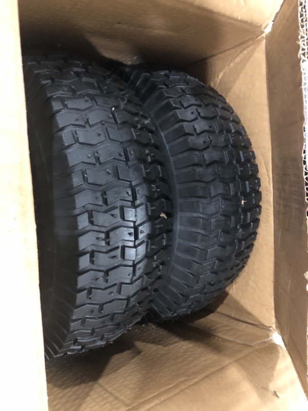 Photo 2 of DOUBLE BRIDGE 2 Pack 13x5.00-6 Lawn Tractor Pneumatic Wheel,Wheelbarrow tire Turf Tread,3.075" hub Length with Steel Rim,Flange ID 0.76''