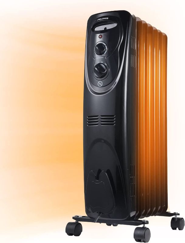 Photo 1 of PELONIS PHO15A2AGB, Basic Electric Oil Filled Radiator,black space heater, 26.10 x 14.20 x 11.00
