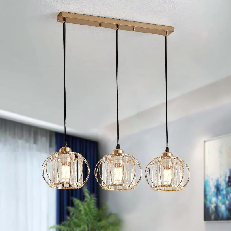 Photo 1 of ABEAJAT 3 Light Pendant Lighting Modern Pendant Light , Mini Crystal Chandeliers,Adjustable Pendant Light Fixture for Kitchen Island Dinning Room Bedroom
