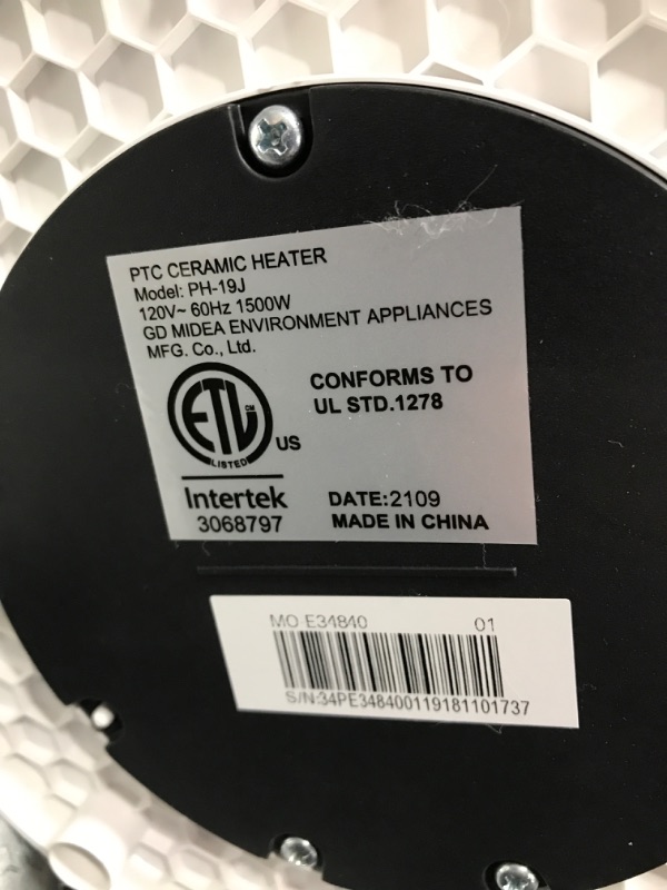 Photo 3 of *Tested-Functional* PELONIS PH-19J 1500W Fast Heating, Programmable Thermostat, Easy Control, Widespread Oscillation, Over Heating & Tip-over Switch Protection, 17.767.72inch, White