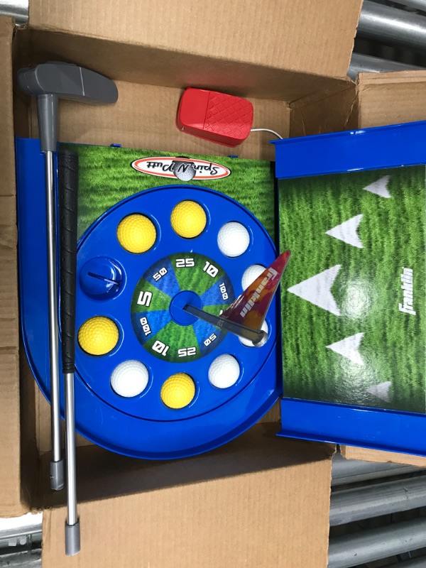 Photo 2 of *Major Damage to Golf Club/Missing One Golf Ball* Franklin Sports Mini Putt Golf Game for Kids - Spin n' Putt Electronic Putting Game - Indoor Mini Golf for Kids + Toddlers - Putter + Balls Included