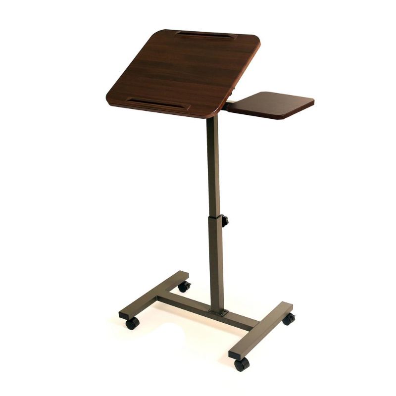 Photo 1 of Adjustable Desk, 16" D, 26" W, 27.5" to 40" H, Walnut, Medium Density Fiberboard
