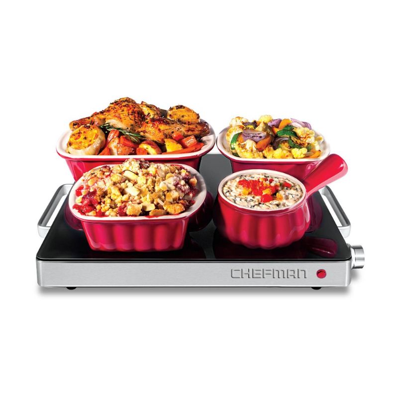 Photo 1 of Chefman Compact Glasstop Warming Tray, Stainless Steel
