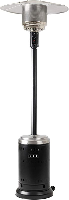 Photo 1 of Amazon Basics 46,000 BTU Outdoor Propane Patio Heater with Wheels, Commercial & Residential - Black / Stainless
