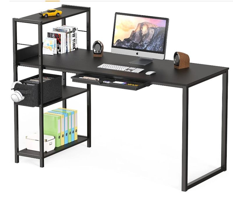 Photo 1 of DAMAGED TABLE CORNER***SHW 46-Inch Mission Desk with Side Shelf, Black
