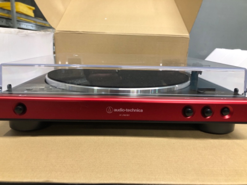 Photo 3 of Audio-Technica AT-LP60XBT-RD Fully Automatic Belt-Drive Stereo Turntable, Red/Black, Bluetooth, Hi-Fi, 2 Speed Red Wireless Turntable