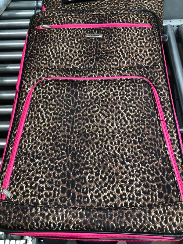 Photo 2 of Rockland Vara Softside 3-Piece Upright Luggage Set, Pink Leopard, (20/22/28)
