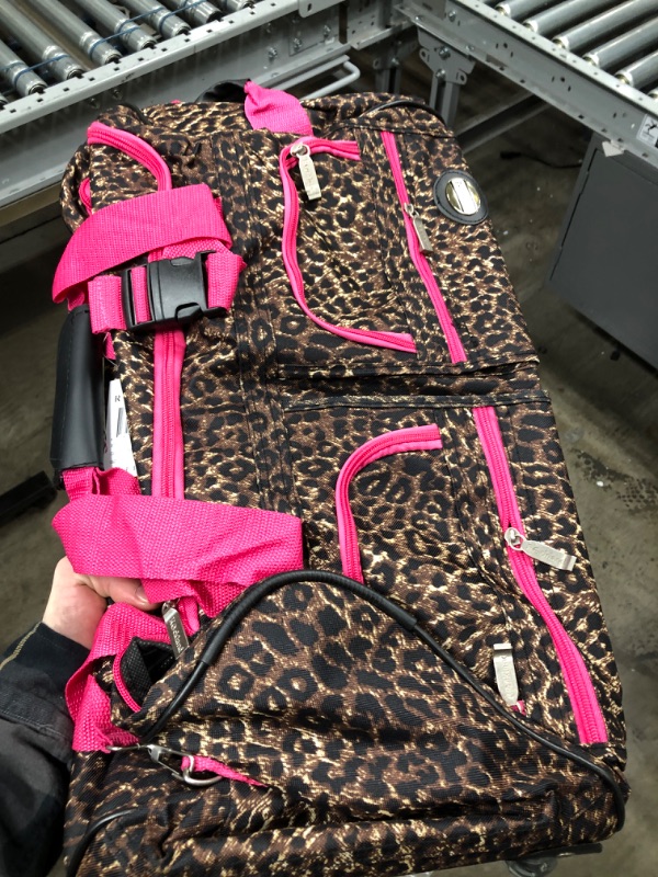 Photo 4 of Rockland Vara Softside 3-Piece Upright Luggage Set, Pink Leopard, (20/22/28)
