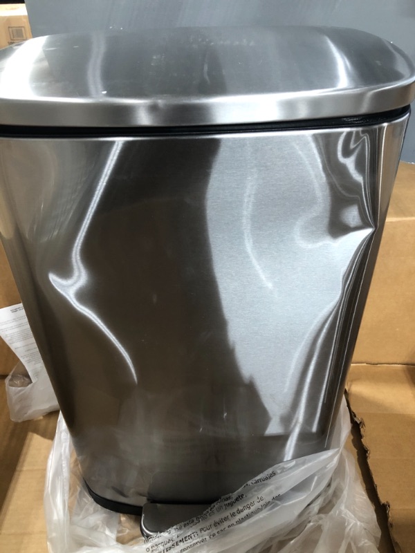 Photo 2 of (SEE NOTES) iTouchless SoftStep 13.2 Gallon Step Trash Can with Odor Filter System, Stainless Steel 50 Liter Pedal Garbage Bin for Kitchen, Home, Office, Silent and Gentle Lid Close Softstep 50 Liter/13 Gal Trash Can