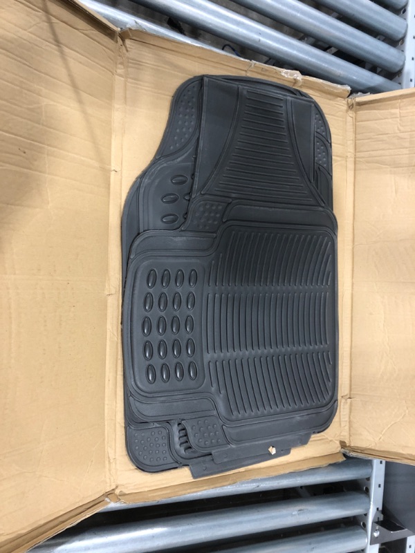 Photo 2 of BDK Original ProLiner 3 Piece Heavy Duty Front & Rear Rubber Floor Mats for Car SUV Van & Truck, Gray - All Weather Floor Protection with Universal Fit Design Gray 3PC Front & Rear