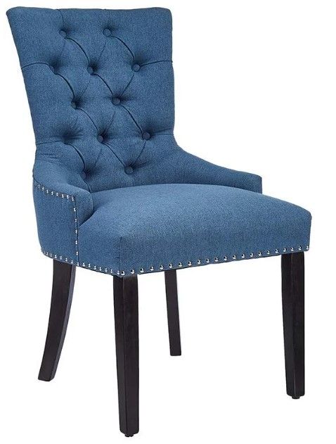 Photo 2 of **MISSING LEGS**CangLong Modern Elegant Button-Tufted Upholstered Fabric With Nailhead Trim Dining Side Chair for Dining Room Accent Chair for Bedroom, Blue