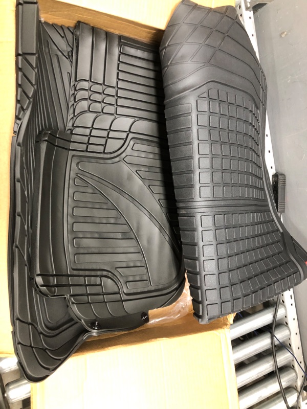 Photo 1 of Motor Trend FlexTough Performance All Weather Rubber Car Floor Mats with Cargo Liner - Full Set Front & Rear Floor Mats for Cars Truck SUV, Automotive Floor Mats (Black)