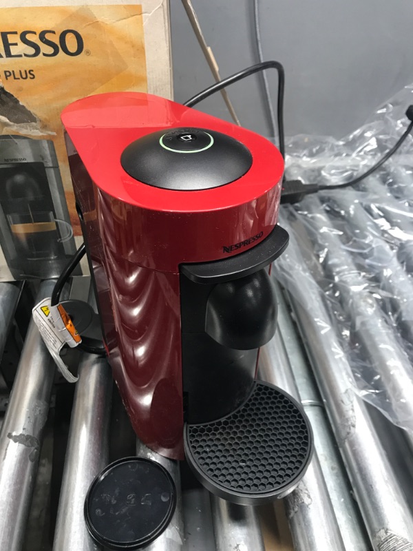 Photo 2 of (Selling for parts) (See photo for damage) Nespresso VertuoPlus Coffee and Espresso Machine by De'Longhi, Cherry Red Machine Only Red (Tested) 