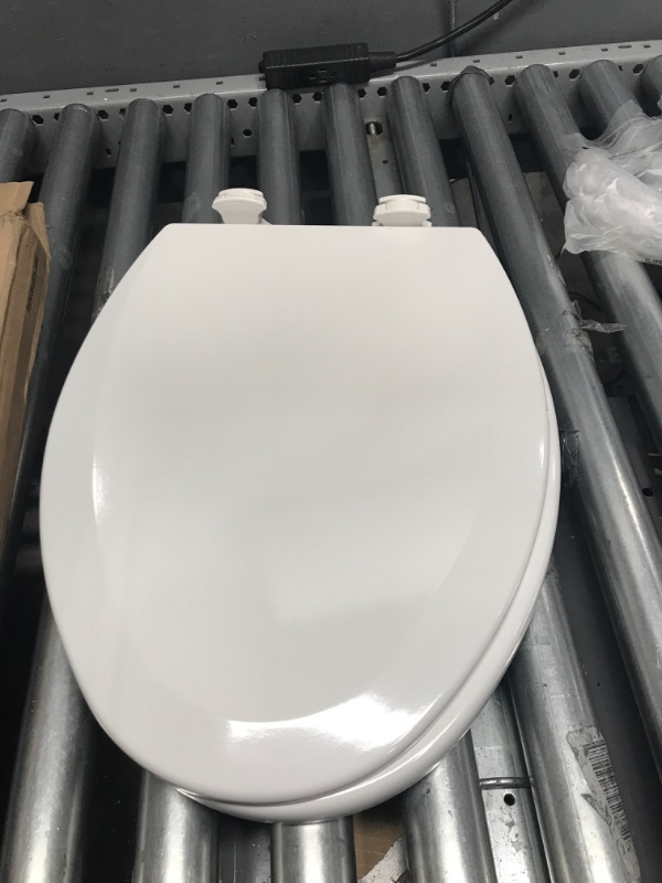 Photo 2 of (See photo for damage) Bemis 1500EC 390 Lift-Off Wood Elongated Toilet SEAT, Cotton White