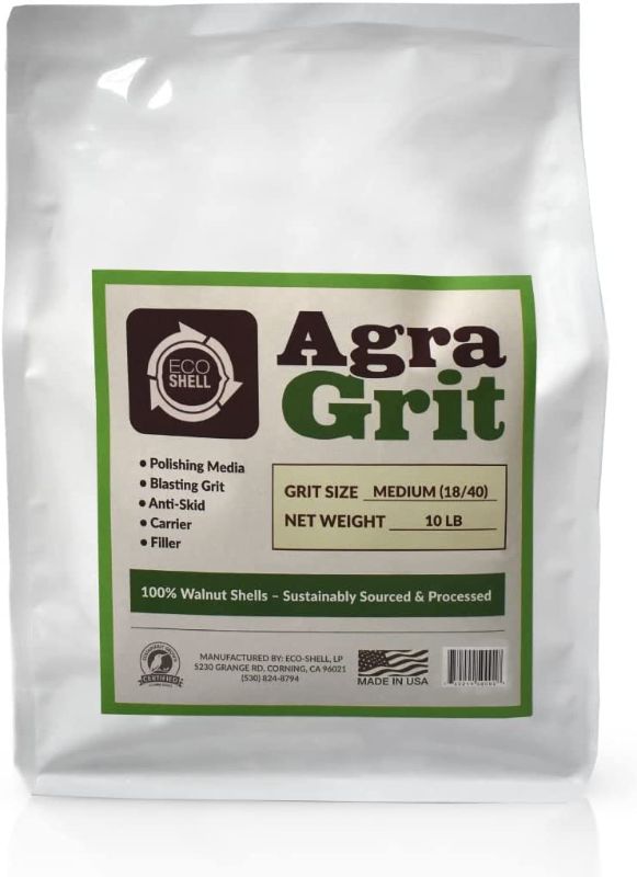 Photo 1 of AgraGrit Walnut Shell Media 18-40 Grit - Medium, Crushed Walnut Shells for Blasting, Polishing, Deburring, Anti-Skid and Fillers, 10 lbs (1840-0010-AG)
