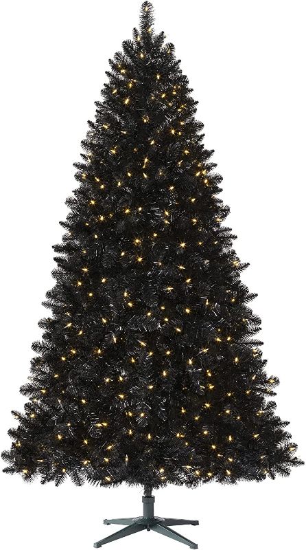 Photo 1 of *Stock Photo for Reference/Tested* Treetopia Black Artificial Christmas Tree | Tuxedo Black - 5 Ft | Pre-lit with 300 LED Candlelight Clear Lights | Includes Tree Stand
