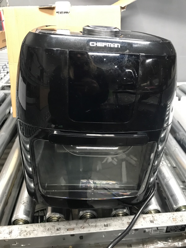 Photo 3 of *Damaged-Tested But Light Continuously Flickers* Chefman 6.3-Qt 4-In-1 Digital Air Fryer+, Rotisserie, Dehydrator, Convection Oven, XL Family Size, 8 Touch Screen Presets, BPA-Free, Auto Shutoff, Accessories Included, Black