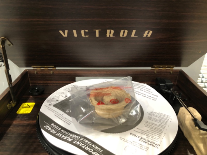 Photo 3 of Victrola 4-in-1 Nostalgic Bluetooth Record Player with 3-Speed Record Turntable and FM Radio, Espresso