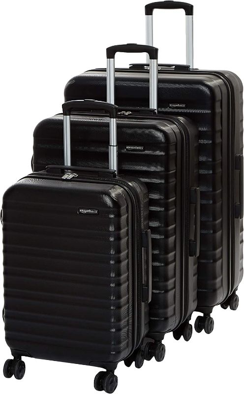 Photo 1 of Amazon Basics 3-Piece Set Hardside Spinner, BLACK 