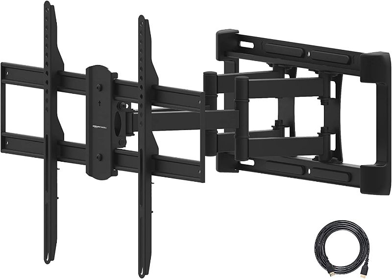 Photo 1 of Amazon Basics Heavy-Duty Dual Arm, Full Motion Articulating TV Mount for 37-80 inch TVs up to 132 lbs, fits LED LCD OLED Flat Curved Screens
