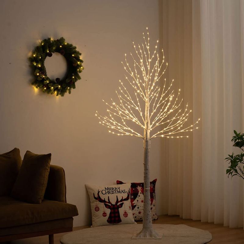 Photo 1 of 6FT 368L LED Lighted Birch Tree, Meetyamor Valentines Day Decor Prelit Christmas Decorations Artificial Fairy Light Tree Lamp, Outdoor Bedroom Indoor Yard Room Winter White Wedding Inside Porch Decor
