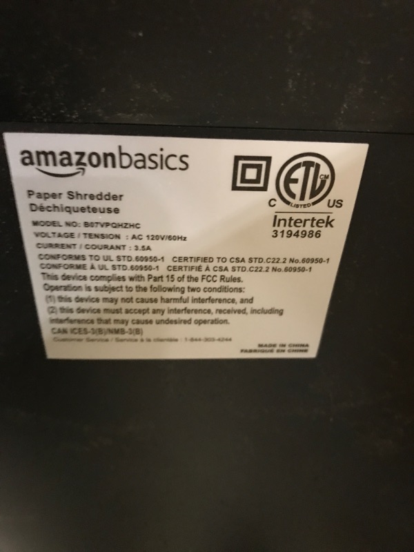 Photo 2 of Amazon Basics 12-Sheet Cross-Cut Junk Mail, CD, and Credit Card Shredder with Pullout Basket
