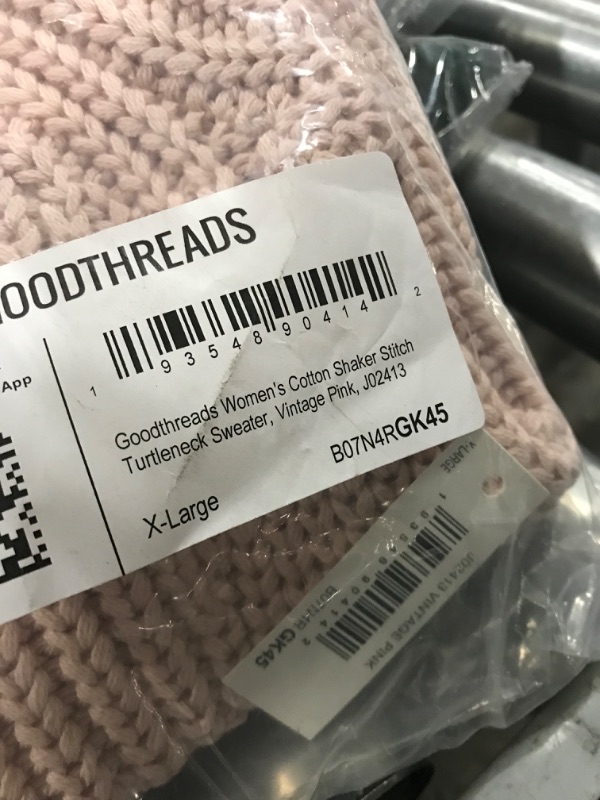 Photo 1 of Goodthreads Women's Cotton Shaker Stitch Turtleneck Sweater X-Large Dusty Pink