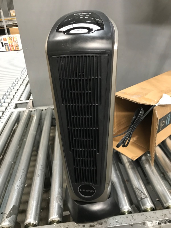 Photo 2 of Lasko Oscillating Ceramic Tower Space Heater for Home with Adjustable Thermostat, Timer and Remote Control, 22.5 Inches, Grey/Black, 1500W, 751320