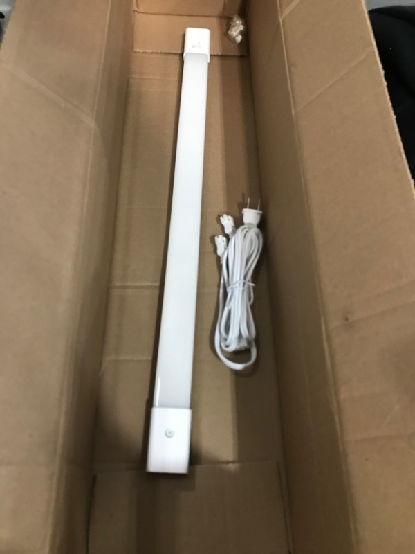 Photo 3 of **box has been opened**
GE LED Undercabinet Light Fixture, 24-Inches, Integrated Light Fixture, Plug-In and Linkable, Warm White Light, 12 Watts (1 Pack) 24 Inches Warm White