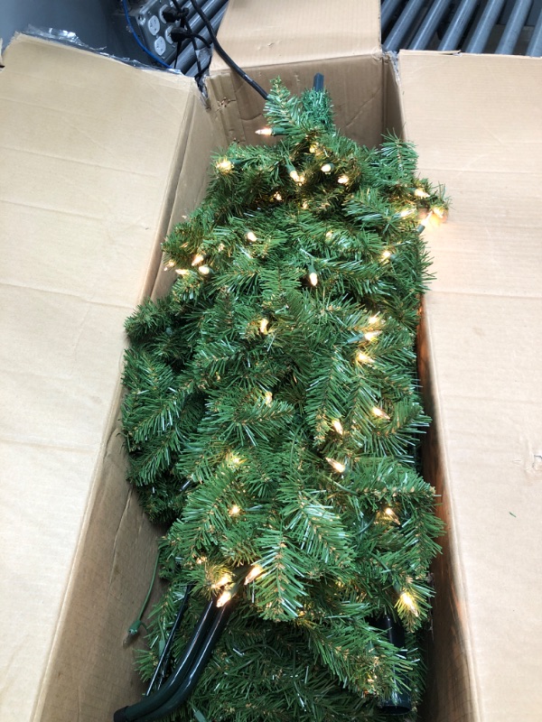 Photo 2 of (TESTED) 9’ Pre-lit Kingswood Fir Pencil Artificial Christmas Tree –Clear Lights