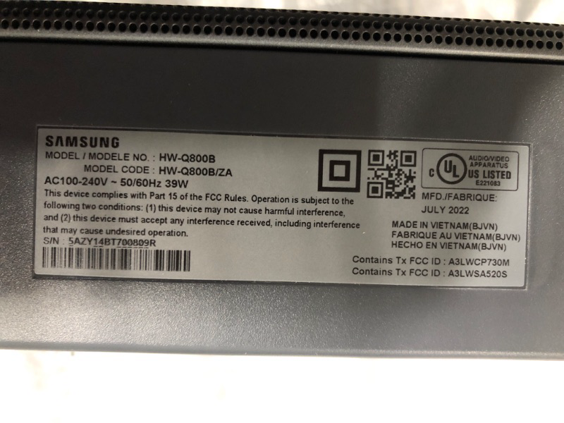 Photo 3 of (TESTED) SAMSUNG HW-Q800B/ZA 5.1.2ch Soundbar w/ Wireless Dolby Atmos, DTS:X, Q Symphony, SpaceFit Sound, Built In Voice Assistant, AirPlay 2, Game Pro Mode, Tap Sound, 2022 HW-Q800B Soundbar