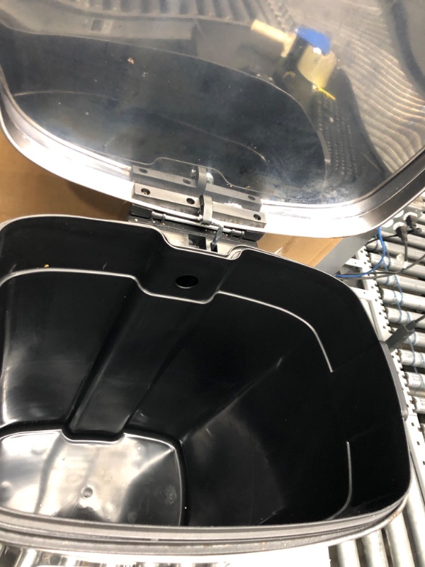 Photo 1 of Amazon Basics 50 Liter / 13.2 Gallon Soft-Close, Smudge Resistant Trash Can with Foot Pedal - Brushed Stainless Steel, Satin Nickel Finish 50L / 13.2 Gallon